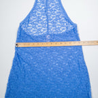 Victoria’s Secret Lace Chemise Slip Dress Blue M Racerback Lingerie Sleepwear