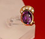 18k Gold vintage earrings Diamonds, Amethyst, Stunning, impressive, w/ appraisal