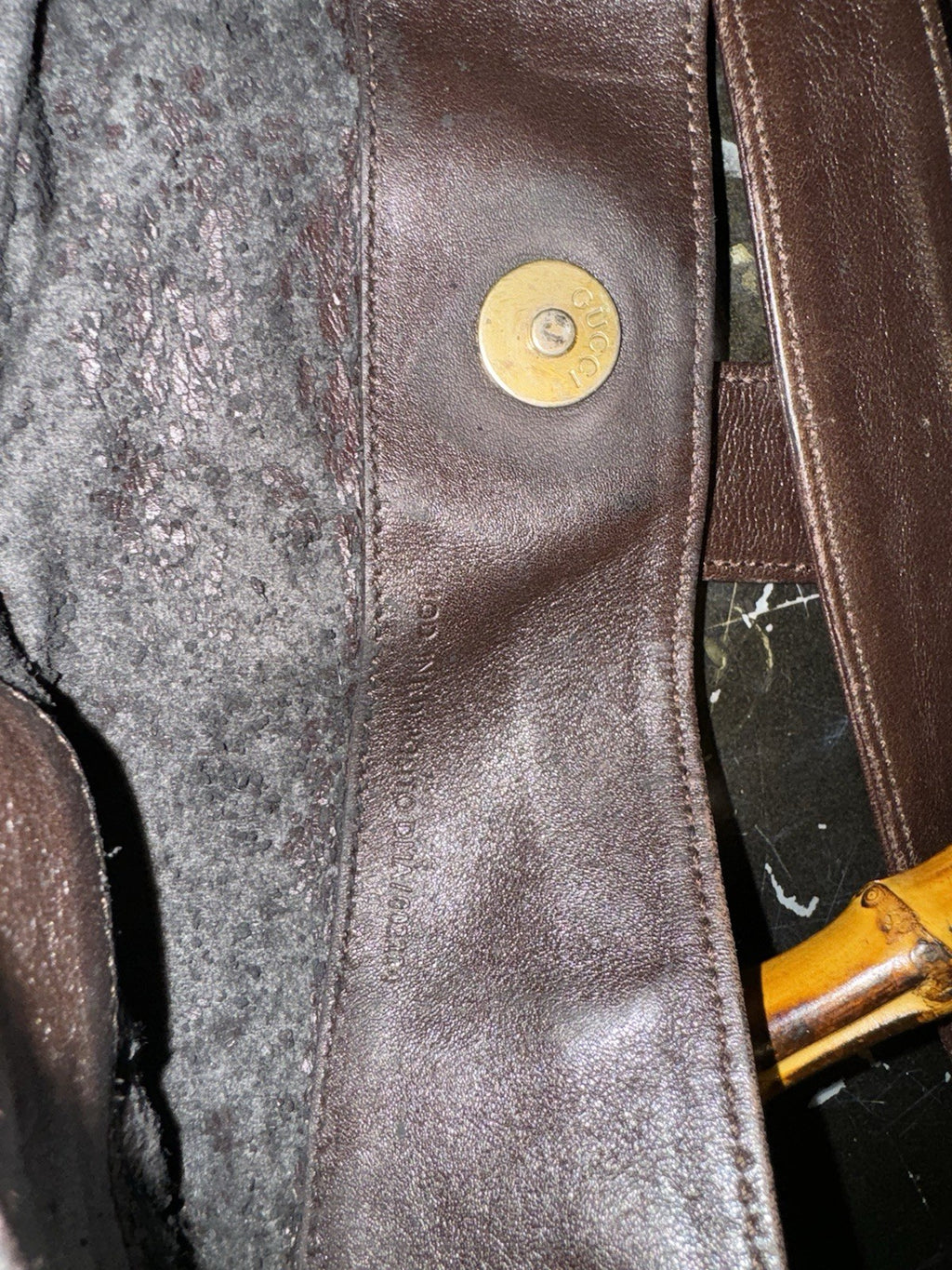 Gucci 1990s Brown Leather Bamboo Handle Shoulder Bag