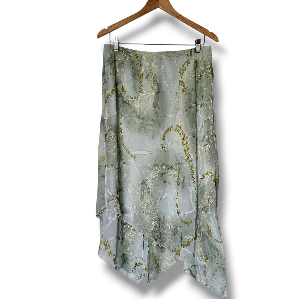 Vintage Y2K Sage Green Tiered Two Piece Skirt Set Size 14