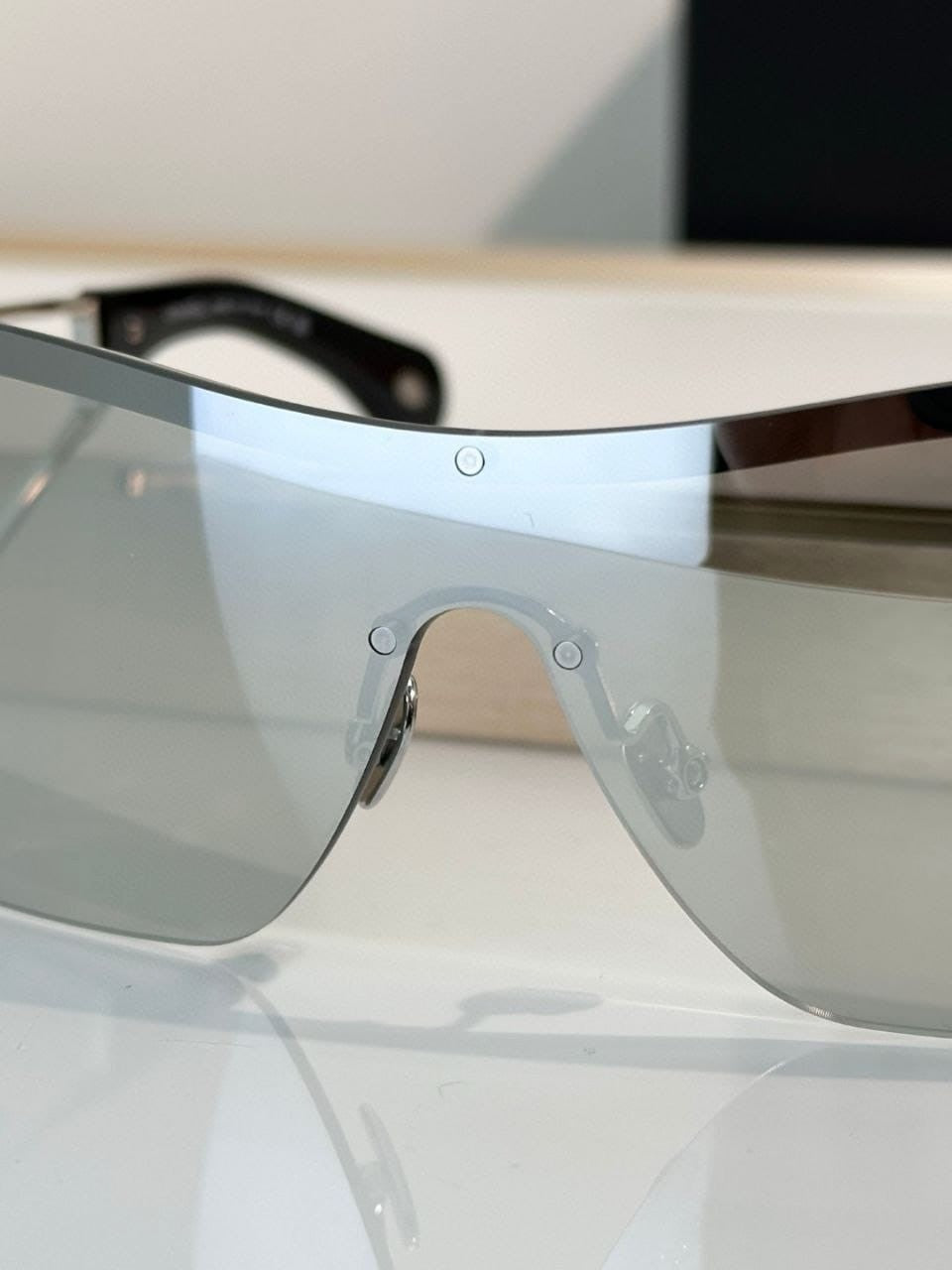 CHANEL Shield Sunglasses Gray Visor 5468 Authentic Logo CC Unisex