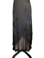 Vintage Caché Sheer Mesh Beaded Floral Slip Dress