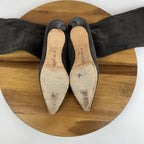 Womens Manolo Blahnik Pamfilo Stretch Gray Suede Pull On Stiletto Boots Size 40