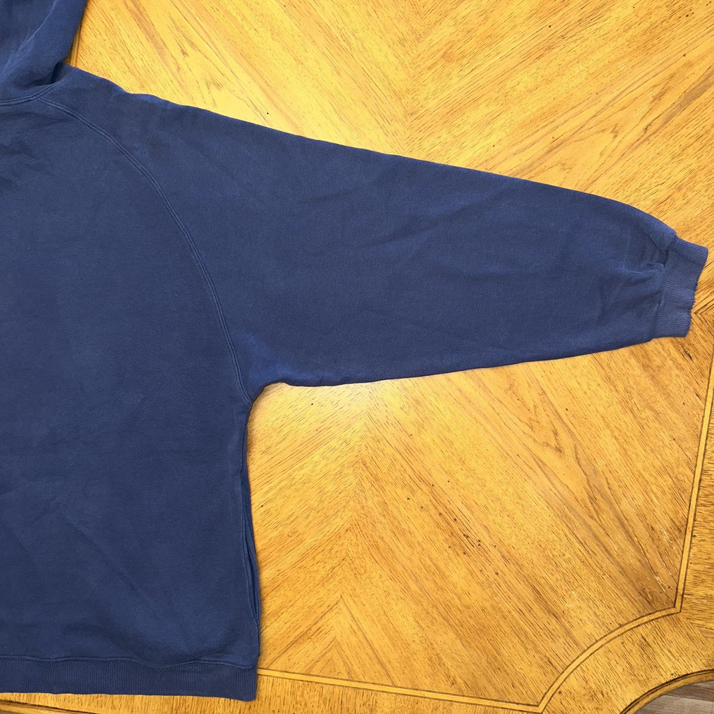 Vintage Adidas Hoodie Sz Large Center Logo Spellout Navy Embroidered Distressed