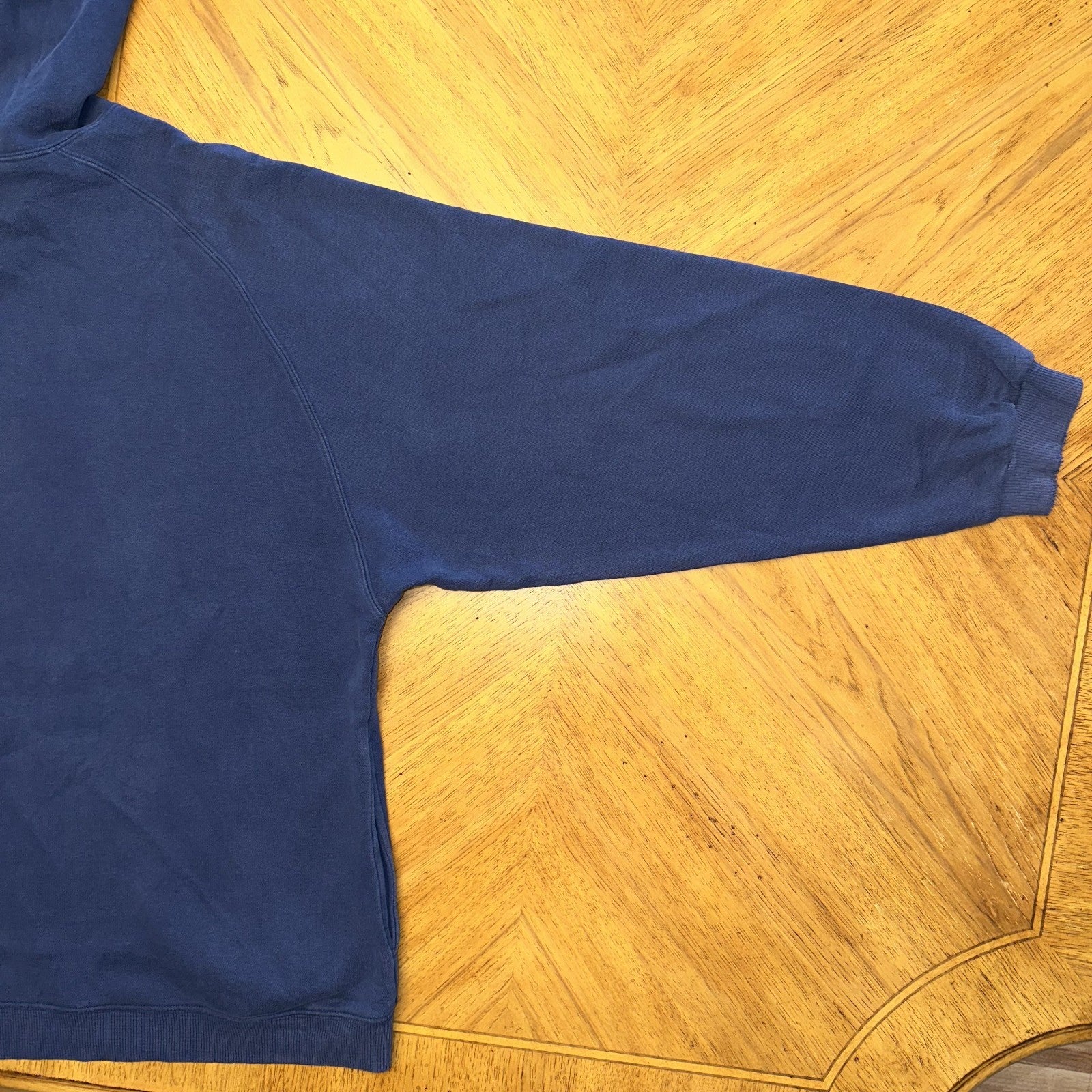 Vintage Adidas Hoodie Sz Large Center Logo Spellout Navy Embroidered Distressed