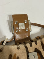 Vtg Fendi Leopard Print Pony Hair Croissant Bag