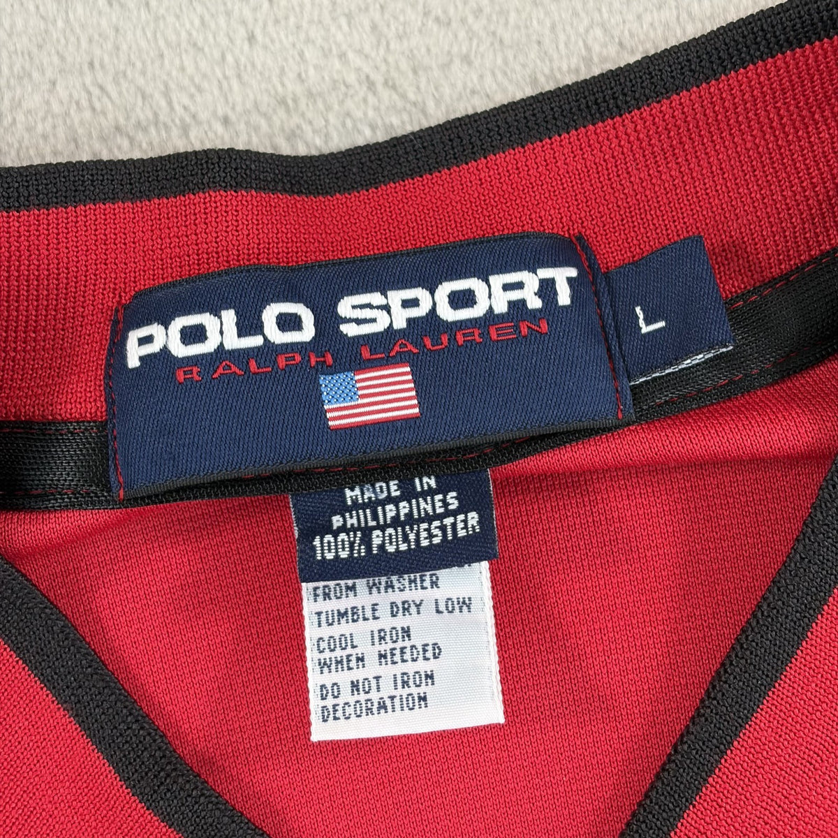 Ralph Lauren Polo Sport Warm Up Tear Away Snap Shirt Red Black Large