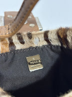 Vtg Fendi Leopard Print Pony Hair Croissant Bag