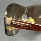 Chanel 4089 236/13 VTG Shield Sunglasses Brown Gradient Italy 120 Used w/ Ser. #