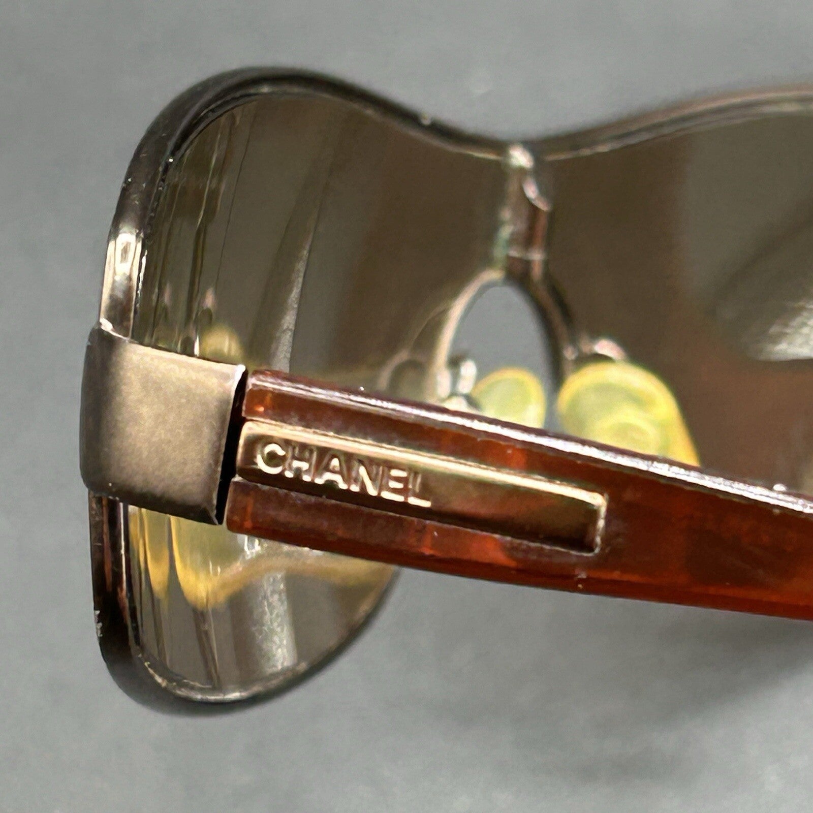 Chanel 4089 236/13 VTG Shield Sunglasses Brown Gradient Italy 120 Used w/ Ser. #