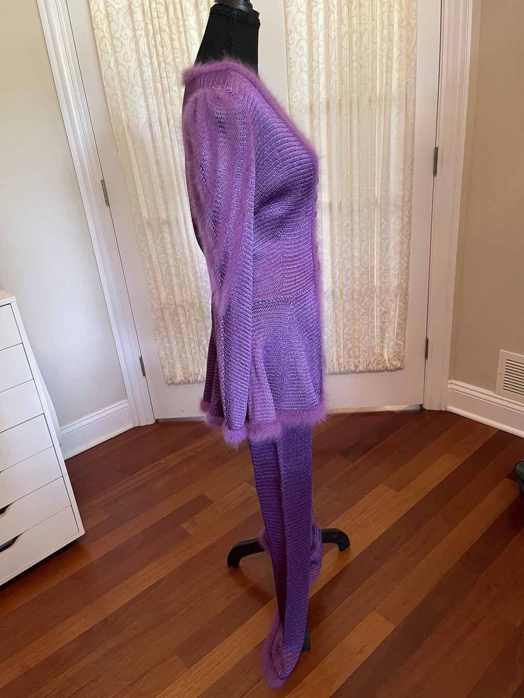 Heidi Beck Germany Viscose Knit Jacket Pants and Skirt Purple Set Size 23-28