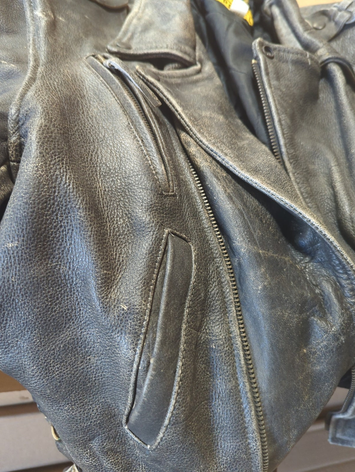 Protech Leather Apparel Biker Jacket Black Size 40