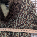 VTG Paraphrase Leopard Print Blazer Jacket Faux Fur Collar Women M Wool Mobwife