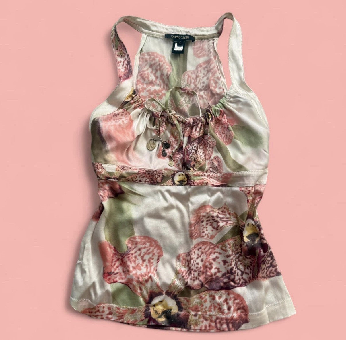 Roberto Cavalli Spring 2004 Orchid Print Two Piece Set Medium