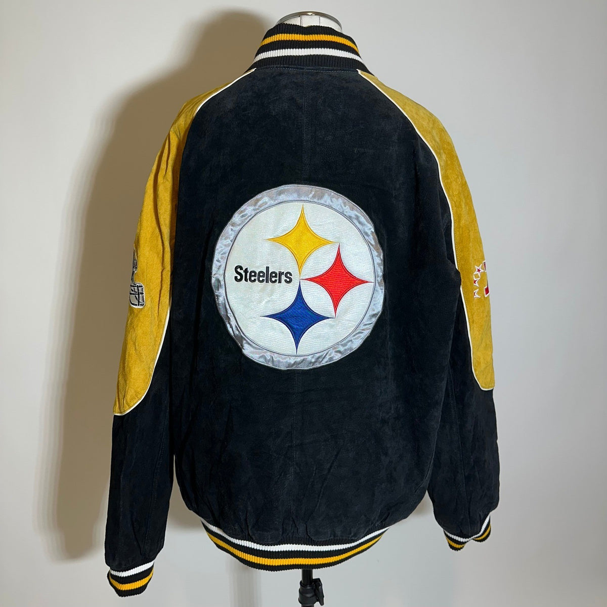 G-III Pittsburgh Steelers Suede Leather Jacket Black and Yellow Men's XL