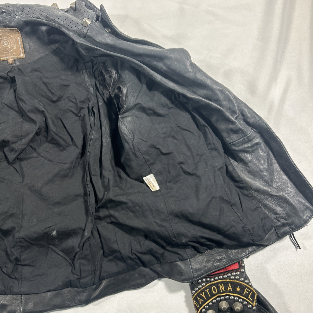 Double D Ranch Angels on Horseback Biker Jacket Black Leather Medium