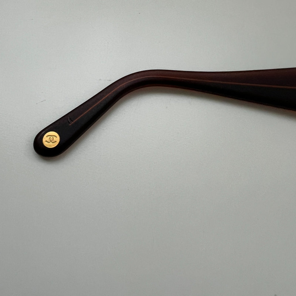 VTG 90s CHANEL Interlocking CC Logo Gold Frame Gradient Lenses Marked Sunglasses