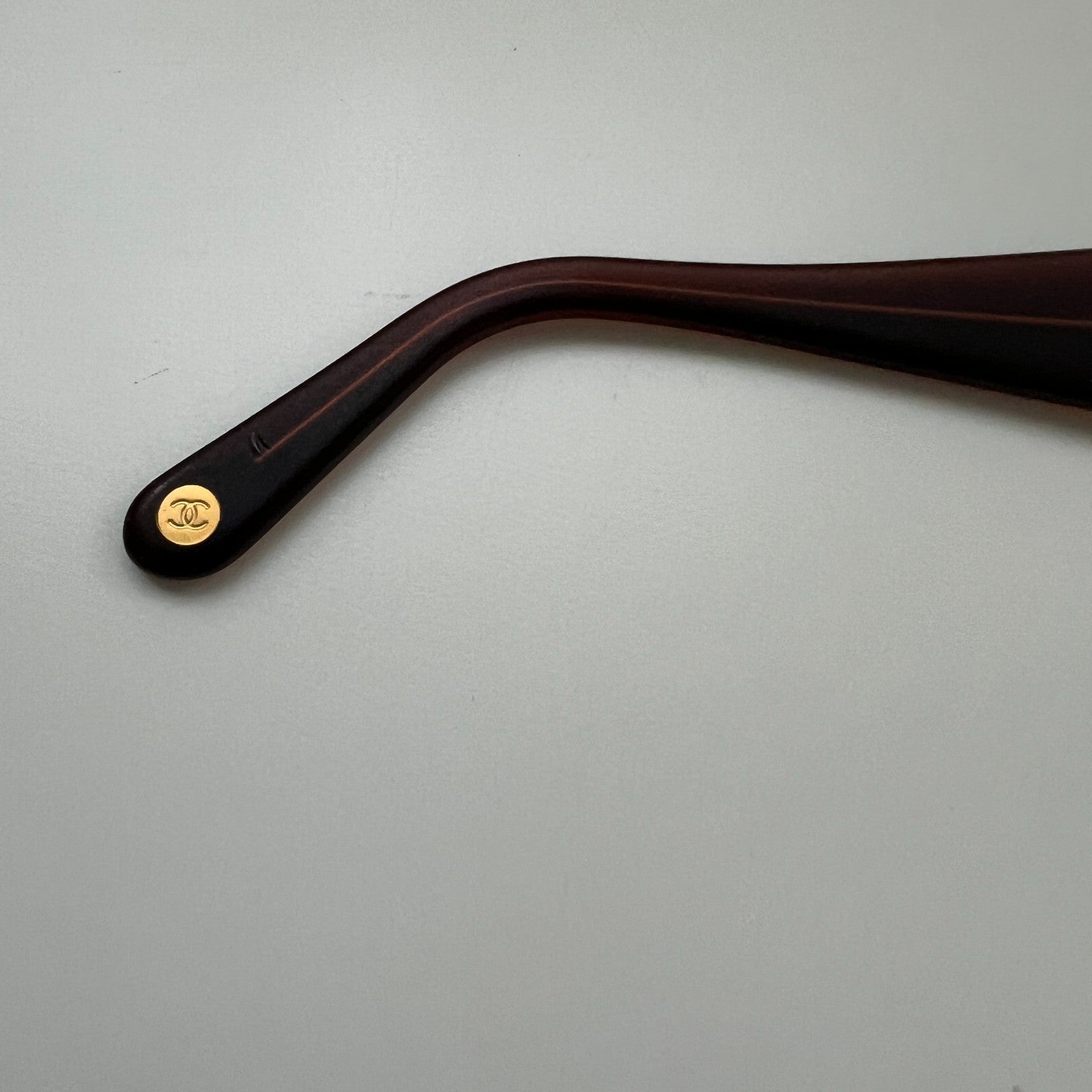 VTG 90s CHANEL Interlocking CC Logo Gold Frame Gradient Lenses Marked Sunglasses