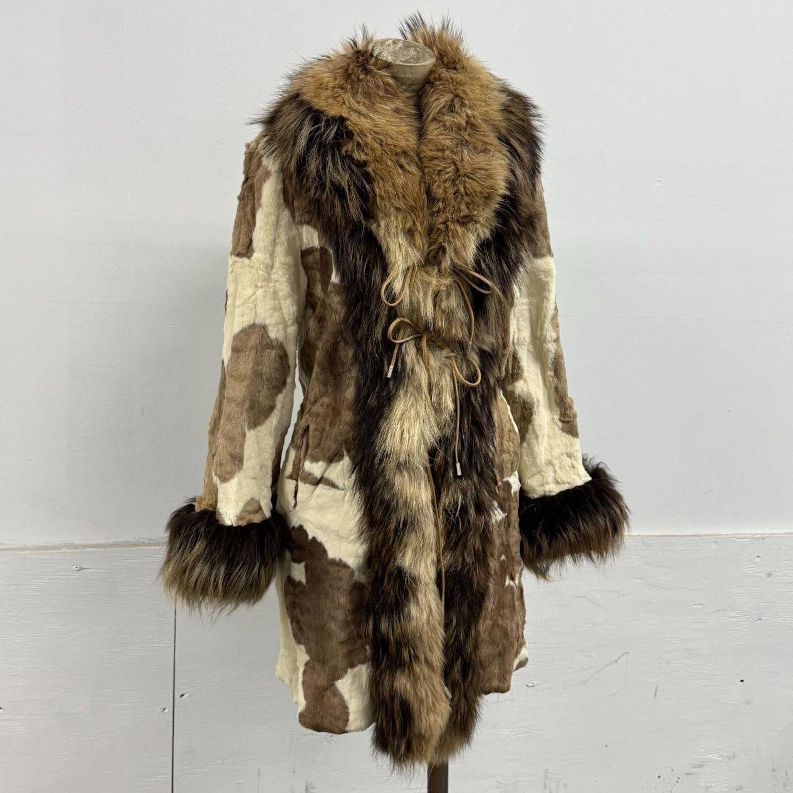 Vintage Y2K Rabbit and Raccoon "Penny Lane" Afghan Fur Coat
