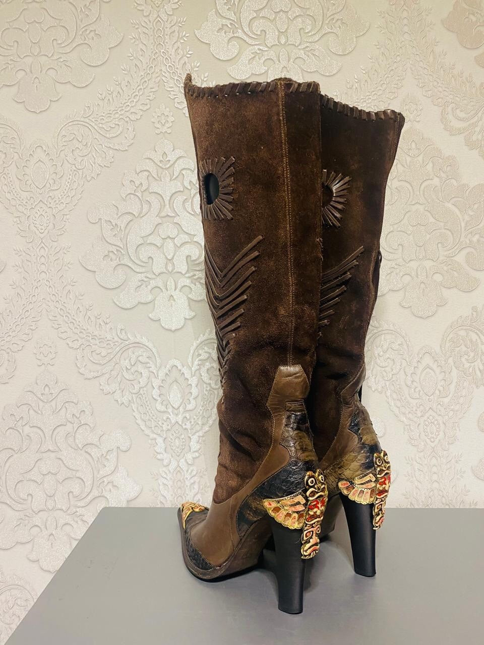 Gianmarco Lorenzi Limited Cowboy Women Boots Very Sexy Heels Size 37