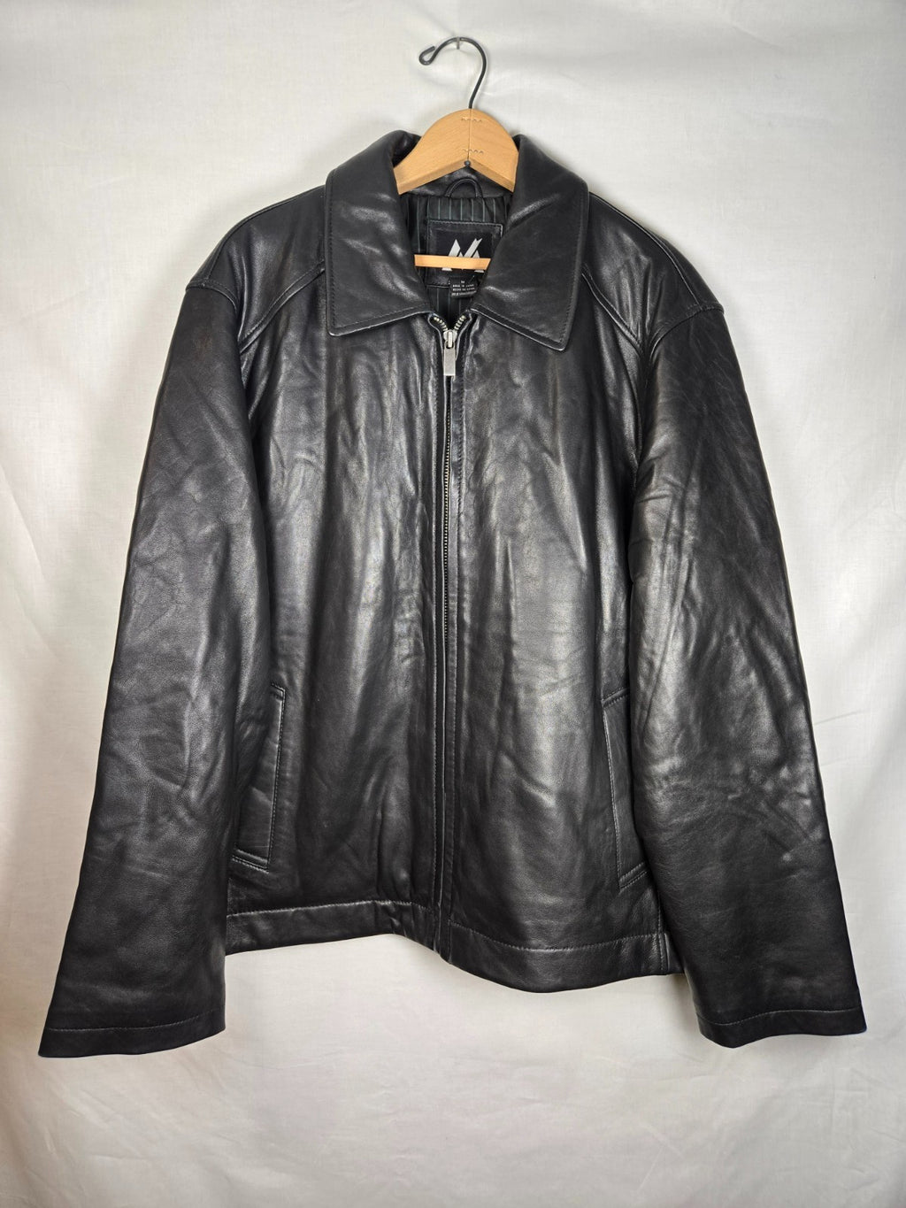 G-III Apparel Men's Leather Jacket Black Medium Y2K