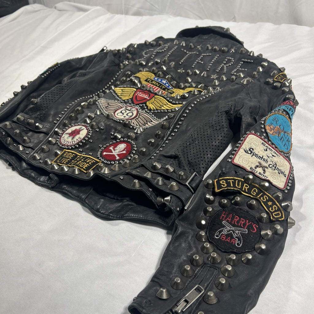 Double D Ranch Angels on Horseback Biker Jacket Black Leather Medium