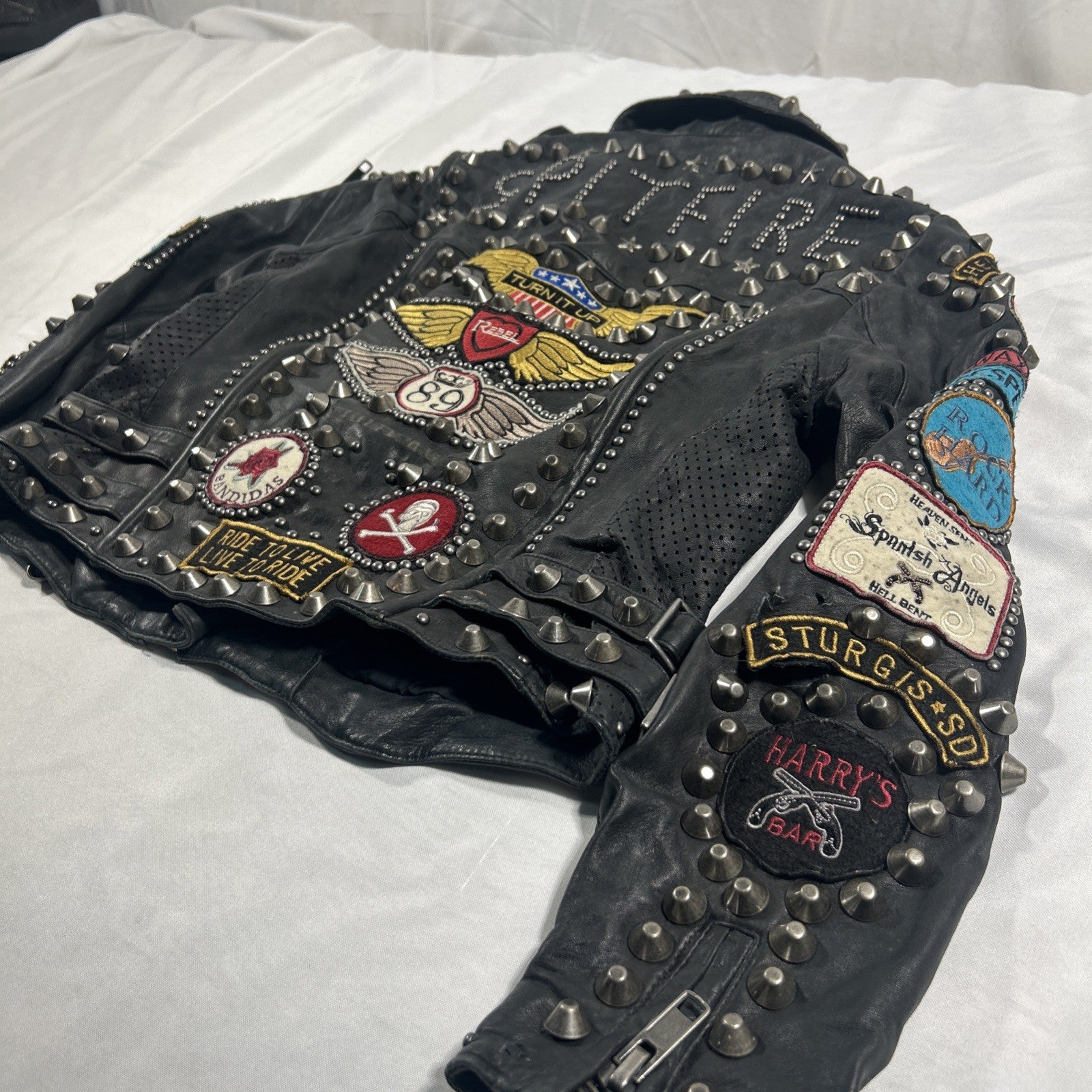 Double D Ranch Angels on Horseback Biker Jacket Black Leather Medium