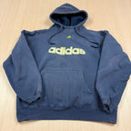 Vintage 90s y2k Sun Faded Adidas Distressed Hoodie Embroidered Center Logo
