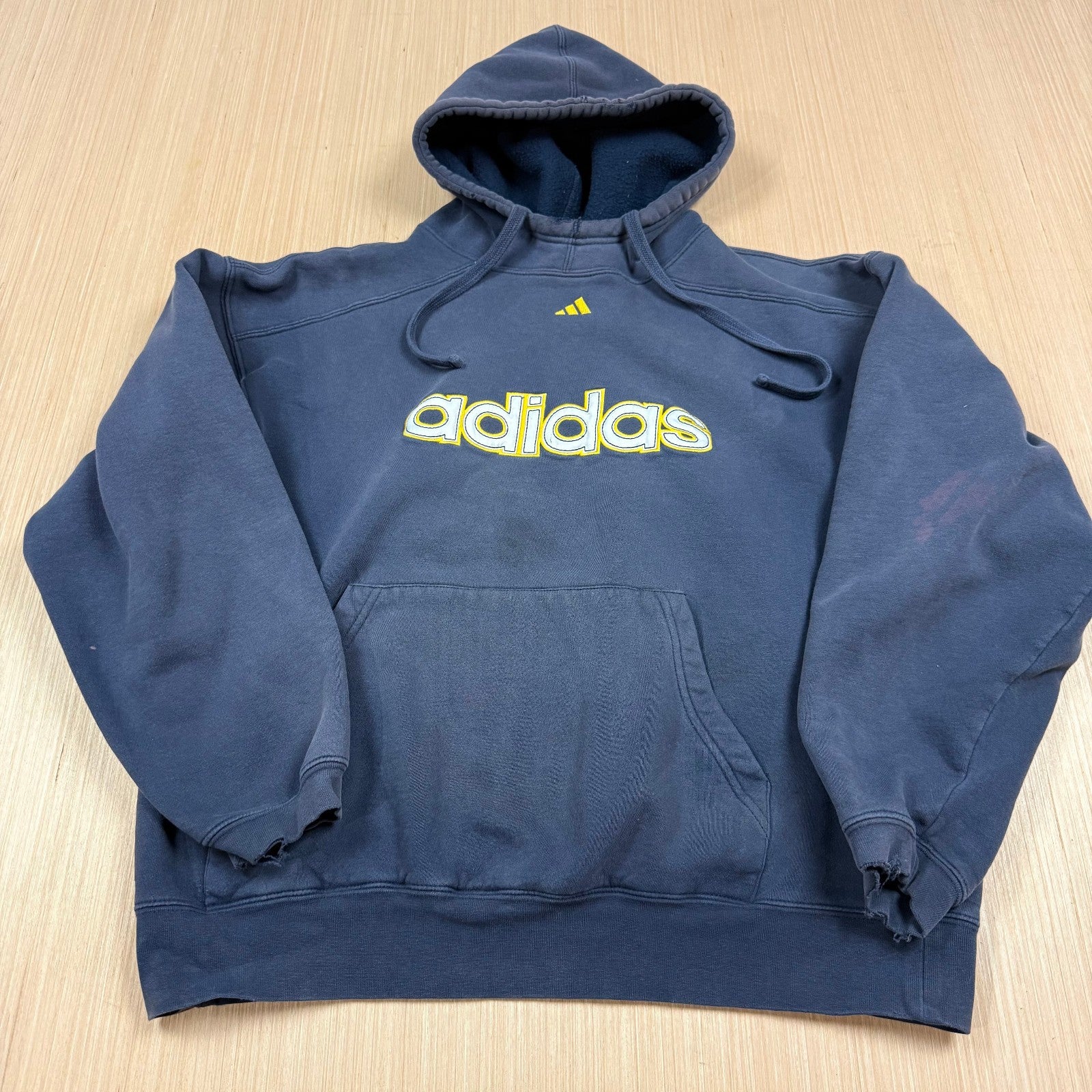 Vintage 90s y2k Sun Faded Adidas Distressed Hoodie Embroidered Center Logo