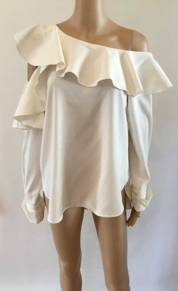 OSCAR DE LA RENTA OFF THE SHOULDER CUTOUT BLOUSE SZ 14 MSRP: $1580