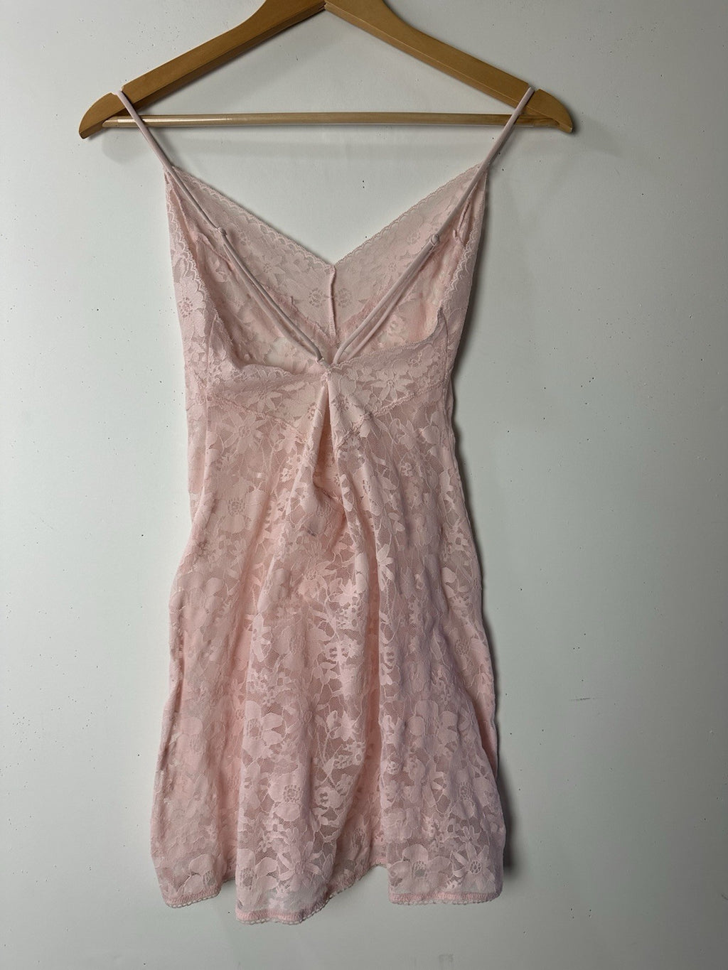 Victorias Secret Lace Chemise Pink Lingerie Slip Dress Babydoll Sheer Coquette M
