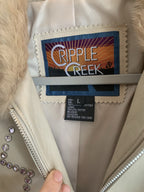Cripple Creek Bedazzled Leather Jacket Beige Large