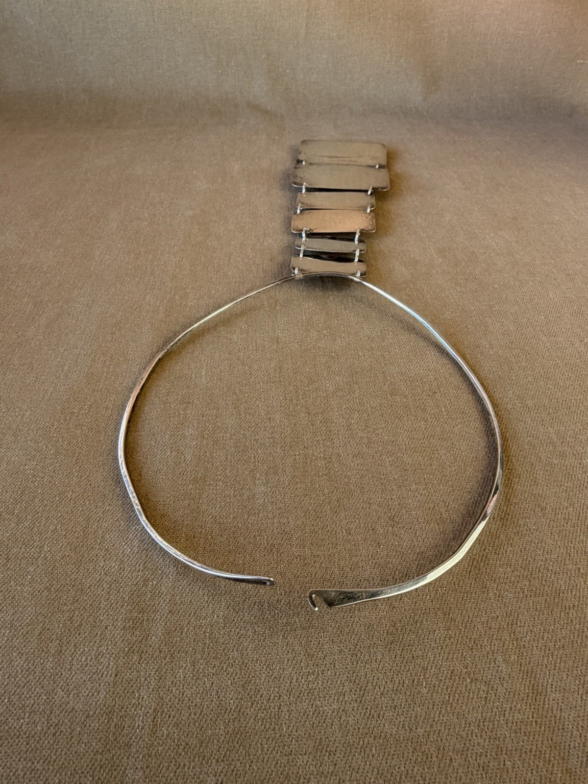 VTG Artisan Studio Modernist Sterling Silver 925 Moonstone Choker Necklace