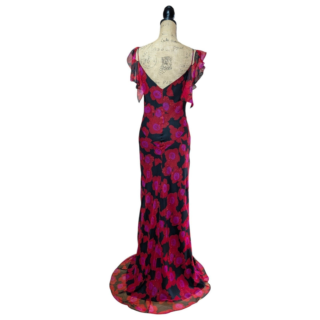 100% Silk Beaded Floral Dress
