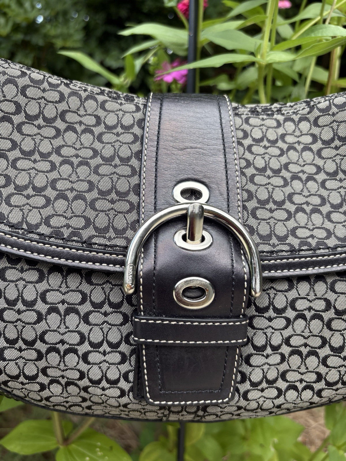 Coach Vintage Y2K Soho Black Signature Canvas Shoulder Bag