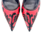 Vintage Miu Miu Embroidered Leaf Pointed Toe Slip On Kitten Heel Mules 39