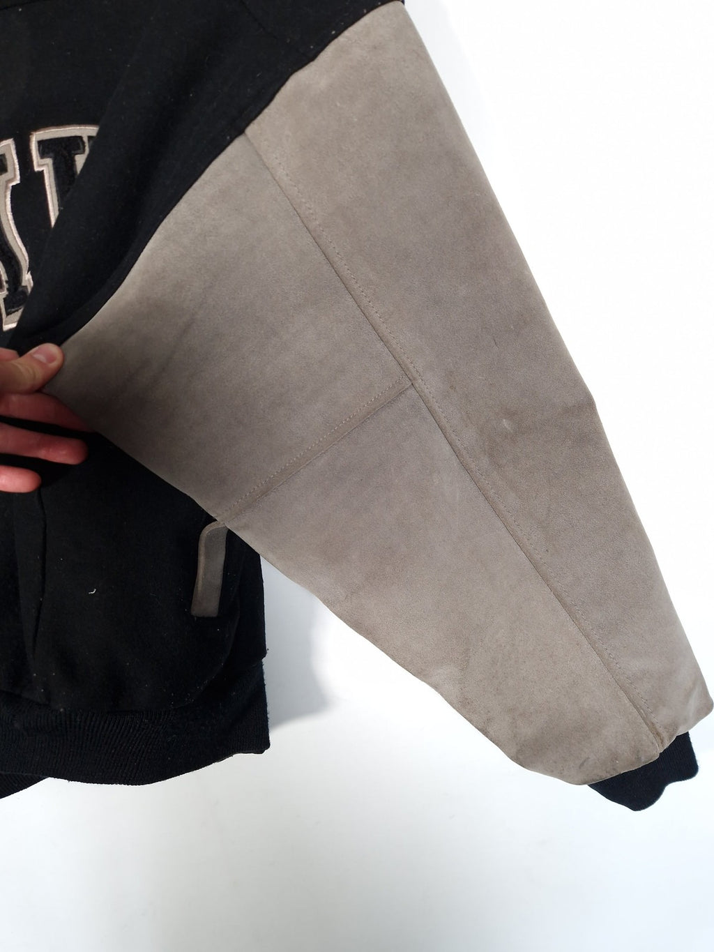 90's Nike Varsity Jacket Size Medium Oversized Black Grey Leather Wool Bomber