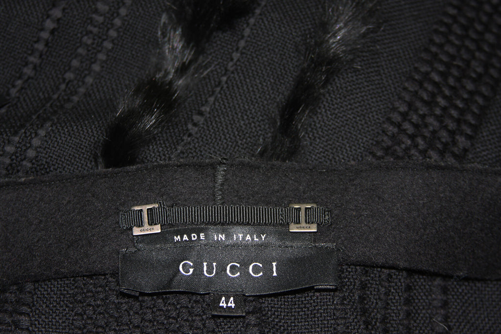 Tom Ford for Gucci F/W 2002 Collection Fox Trim Sweater with Leather Obi Belt 44