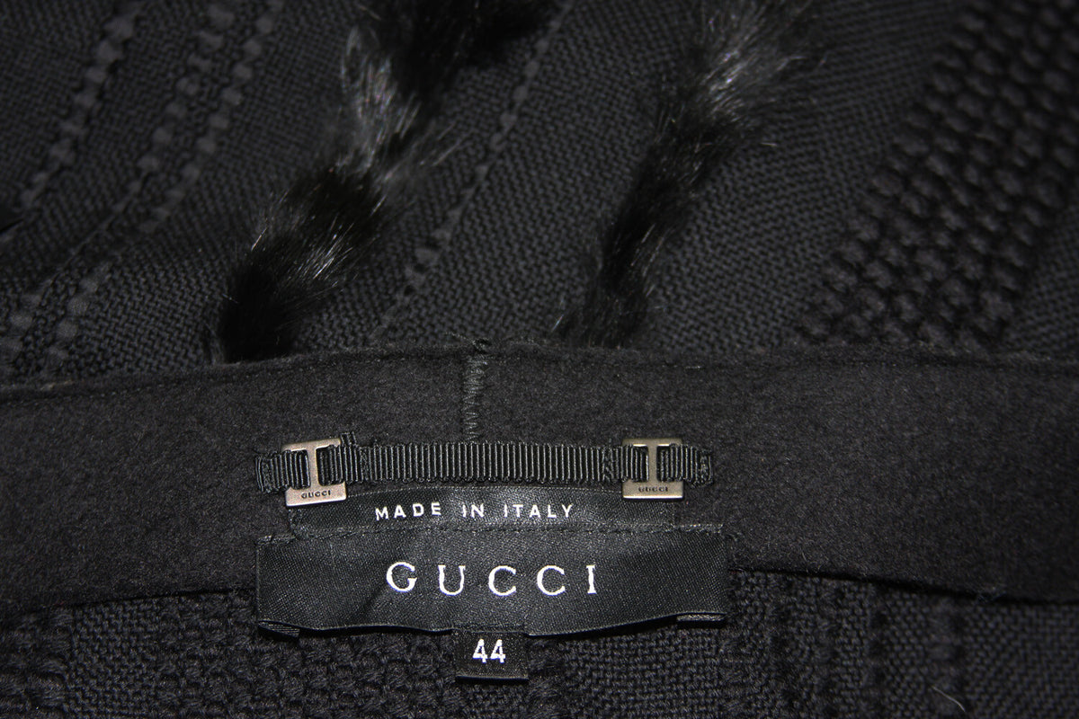 Tom Ford for Gucci F/W 2002 Collection Fox Trim Sweater with Leather Obi Belt 44