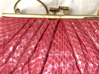 Judith Leiber Clutch Snakeskin RASPBERRY PINK Evening Bag Shoulder Vintage 1980s