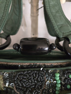 Jamin Puech Paris Beaded Sequin Leather Shoulder Bag Green