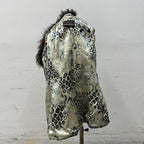 Vintage Y2K Stenciled Rabbit and Raccoon Fur Vest