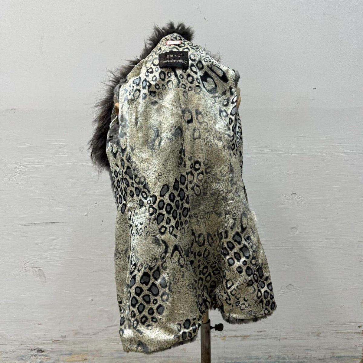 Vintage Y2K Stenciled Rabbit and Raccoon Fur Vest