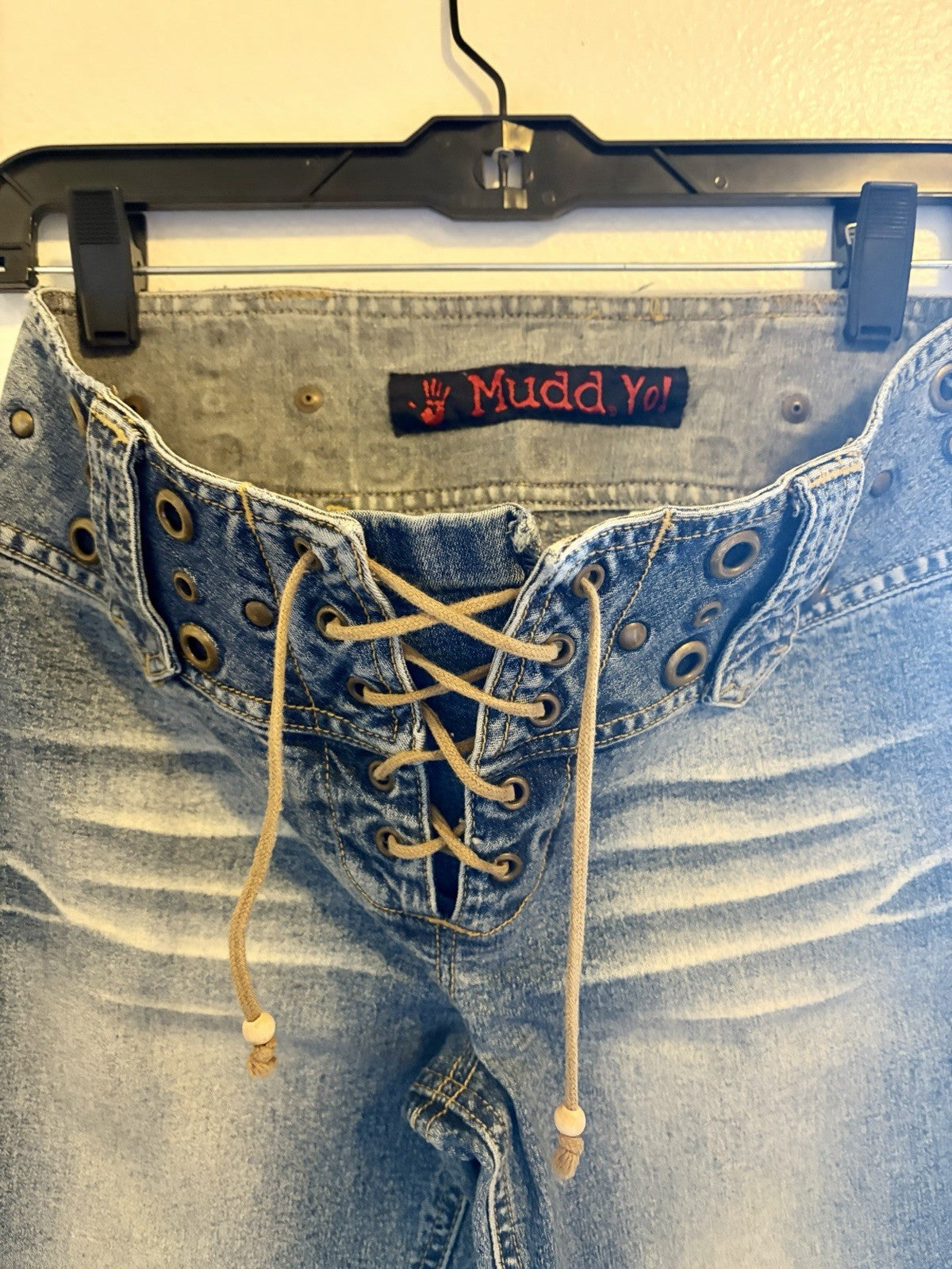 Mudd 1990s Lace Grommet Studded Low Rise Flare Jeans Size 1
