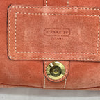 Vintage Coach Y2K Demi Soho Flap Shoulder Bag Suede 8A18 Salmon Pink Pre-Owned