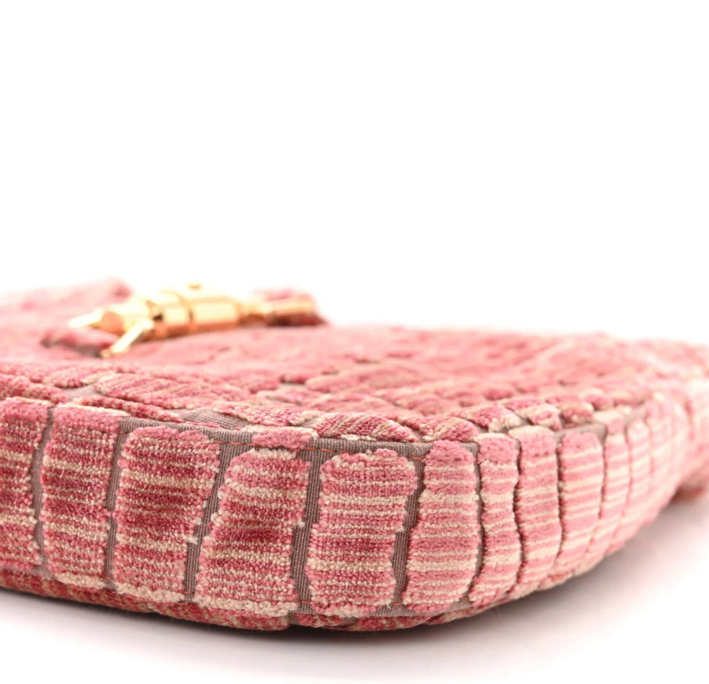 GUCCI Jackie 1961 Velvet Crocodile Jacquard in Pink & Taupe Excellent Condition