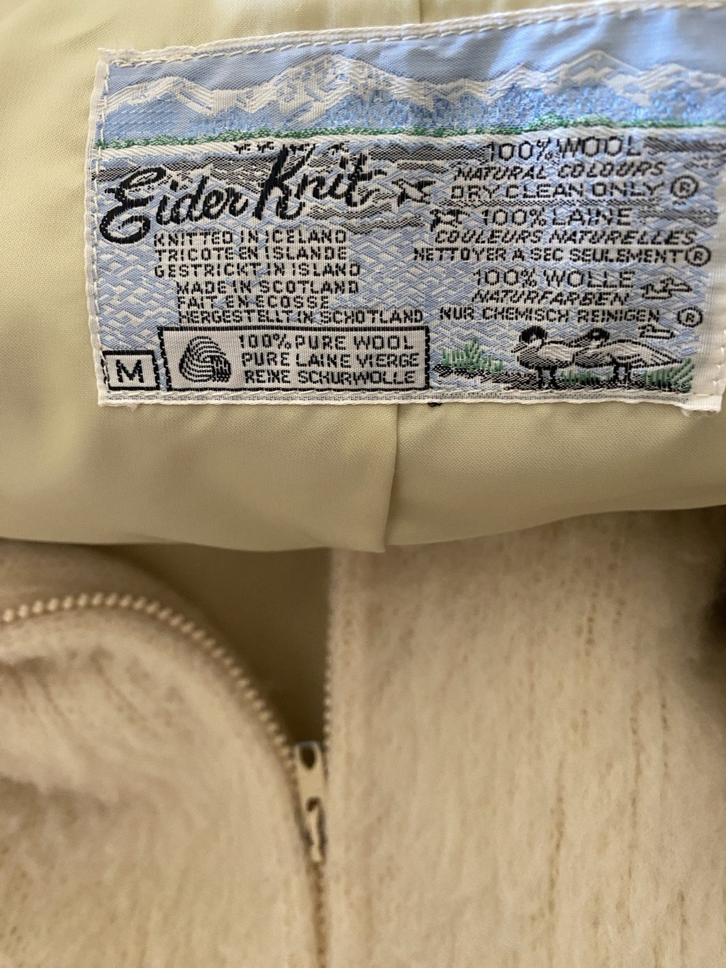 Vintage Eider Knit Coat 100% Wool Scotland Iceland Made Fair Isle M