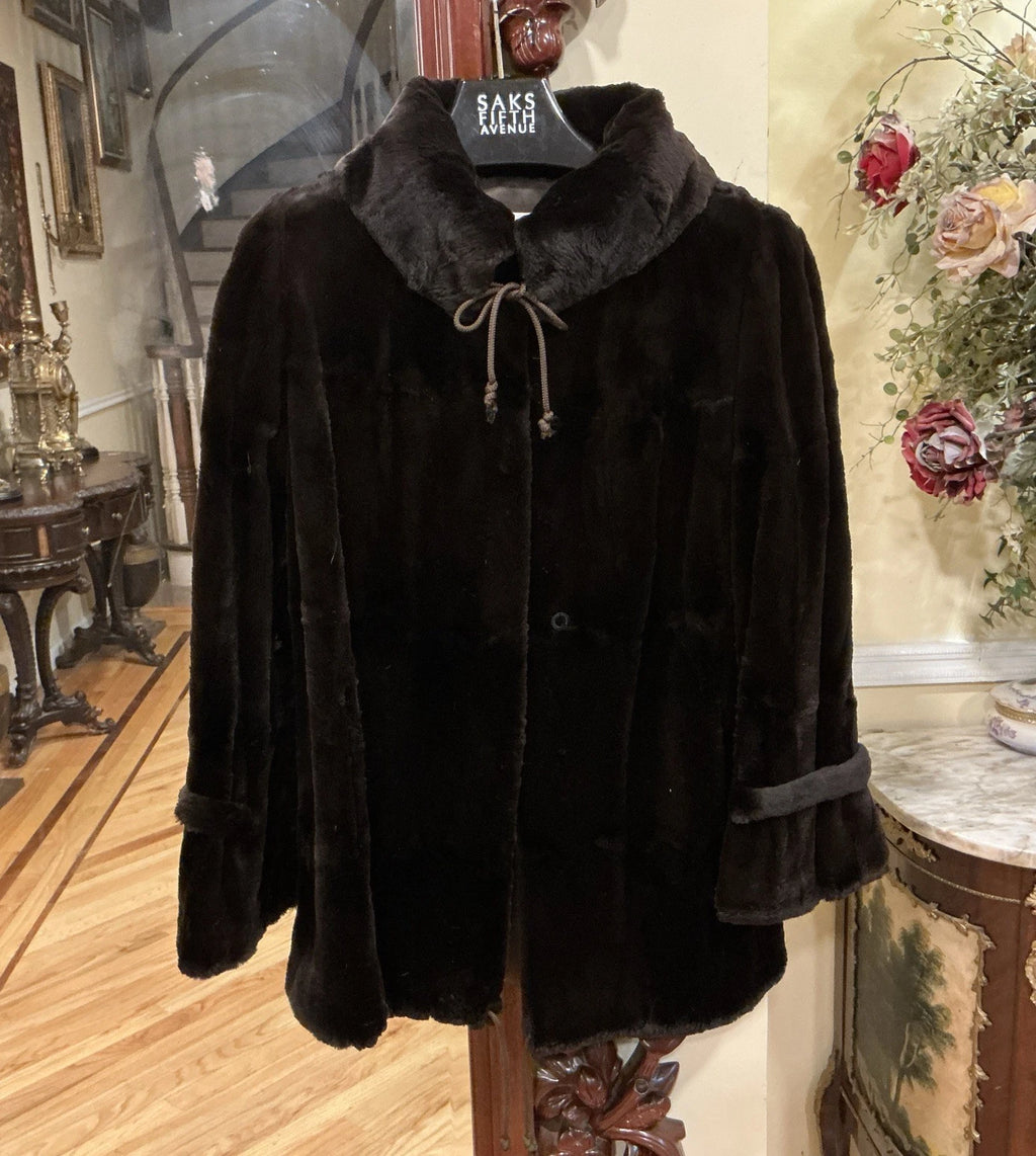 Vintage Black Mink Fur Coat Size XS