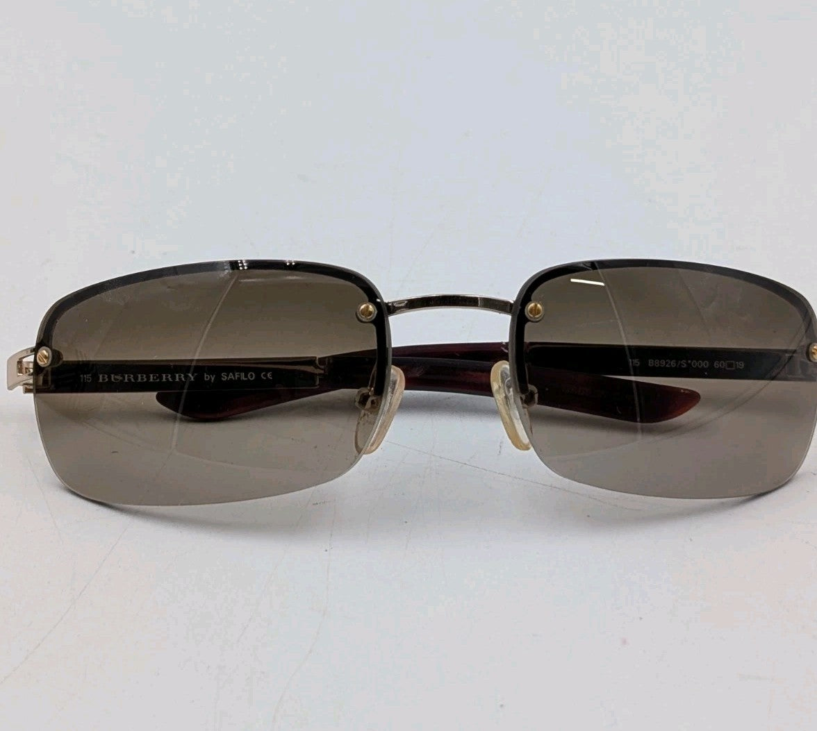 Vintage Burberry B8926/S Rimless Sunglasses Brown Gradient Gold Safilo W/ Case