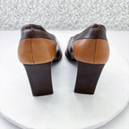 Luca Ferri Leather Pumps Brown Colorblock Square Toe Size 5.5